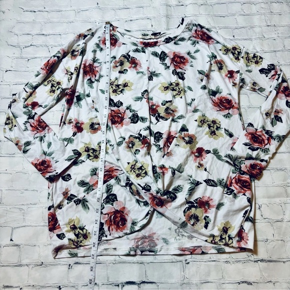 Viamour Women's L Tunic Top Floral Gathered Front LS Cottagecore Soft Made USA - Picture 6 of 9